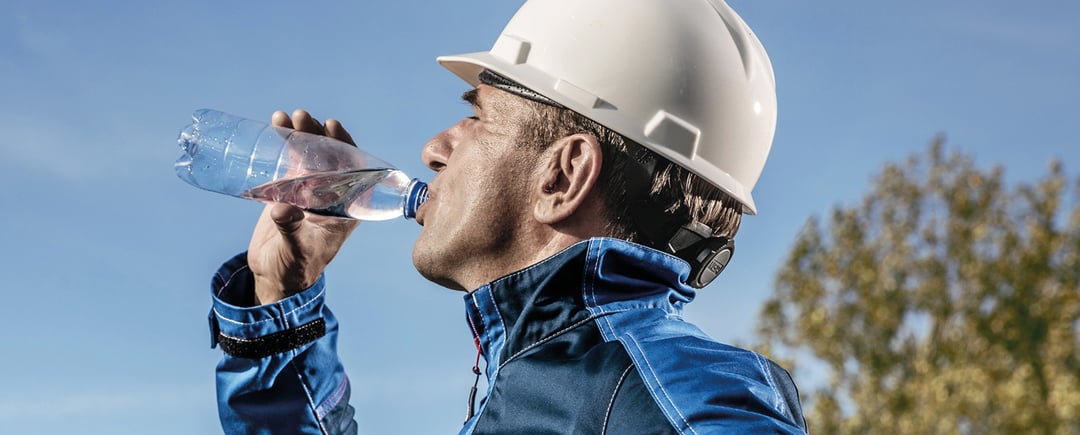 worker drinking water